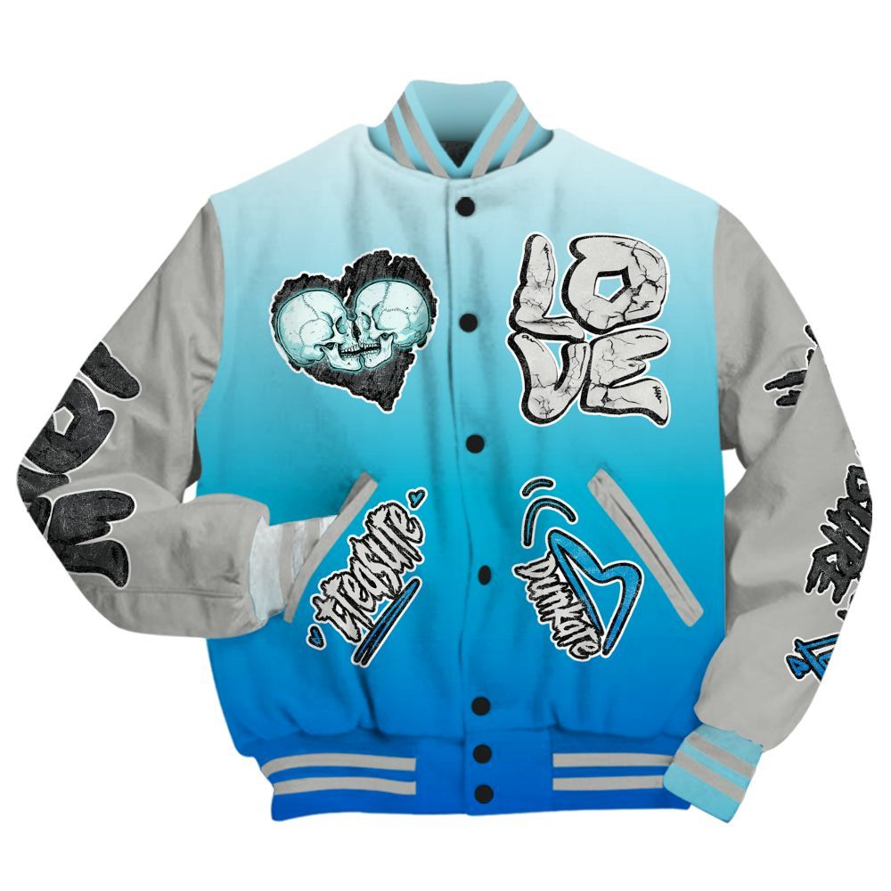 Varsity Jacket To Match Air Max One Block Down Blue - Skull Bear All Over Print