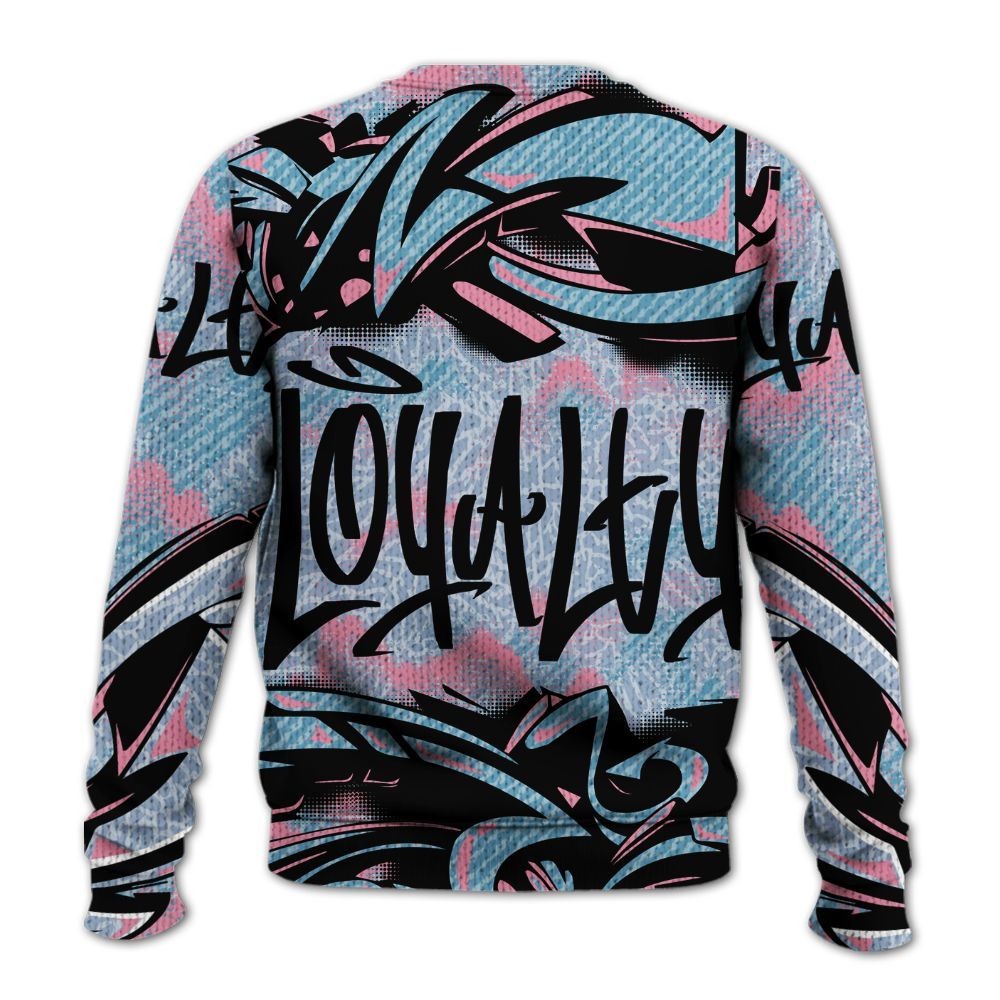 Sweater To Match Denim Pink Glow 3s - Loyalty Out Value Graffiti Graphic