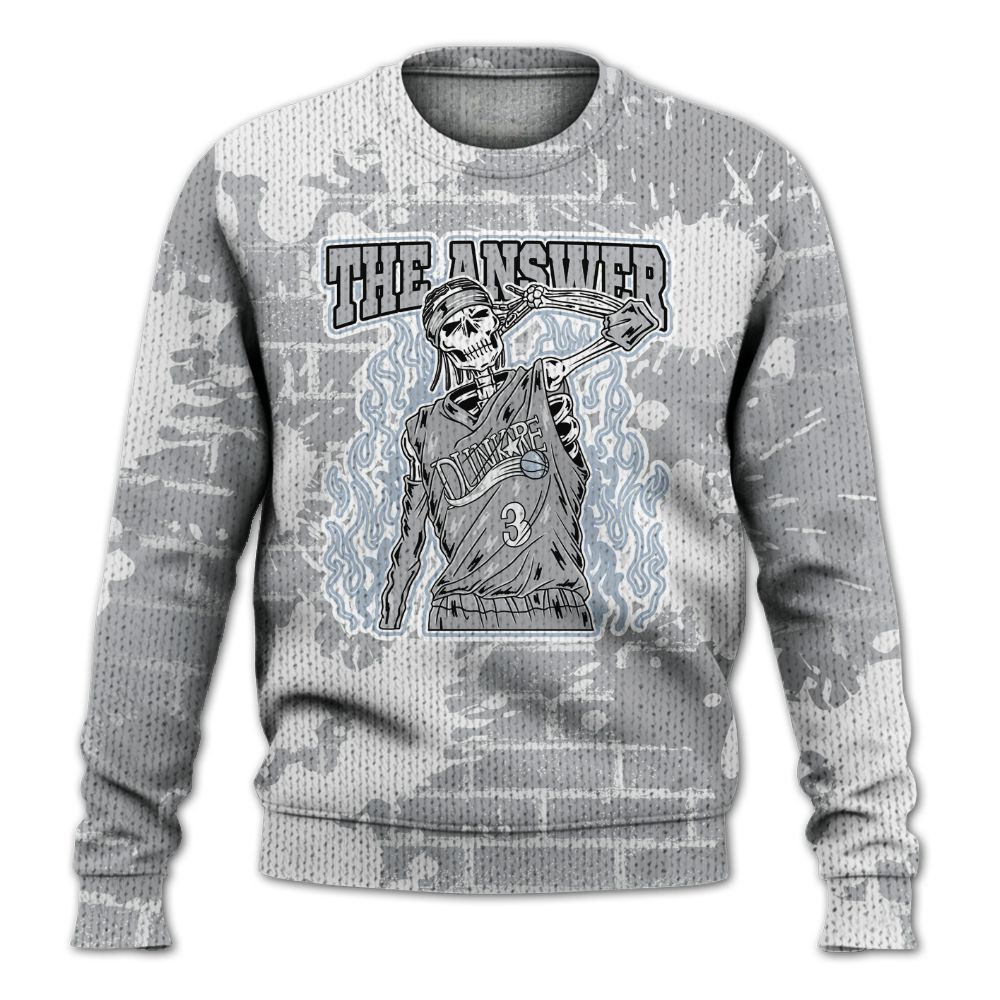 Knitted Sweater To Match Low OG Wolf Grey 1s - Allen Answer Skeleton Brick