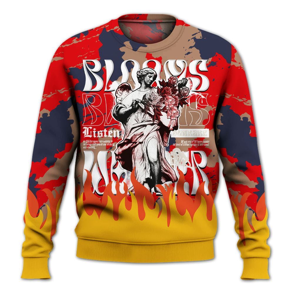 Sweatshirt To Match Low OG Howard Bison 1s - Blooms Whisper Retro All Over Print