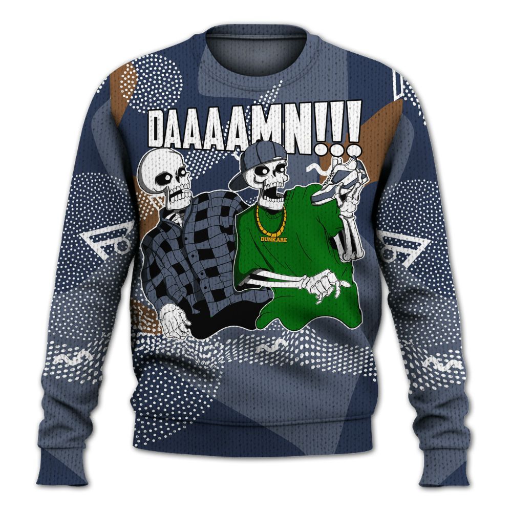 Knitted Sweater To Match Midnight Navy 13s - Graphic Meme Damnn