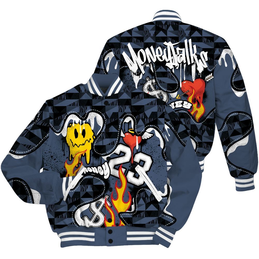 Varsity Jacket To Match Low Diffused Blue 11s - 23 Smile Burning Heart All Over Print