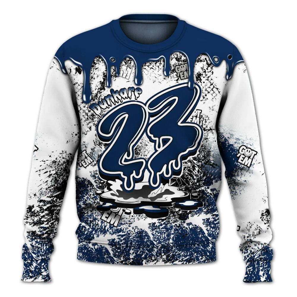 Sweatshirt To Match Dunk Low White Midnight Navy - Dripping 23 Drip All Over Print