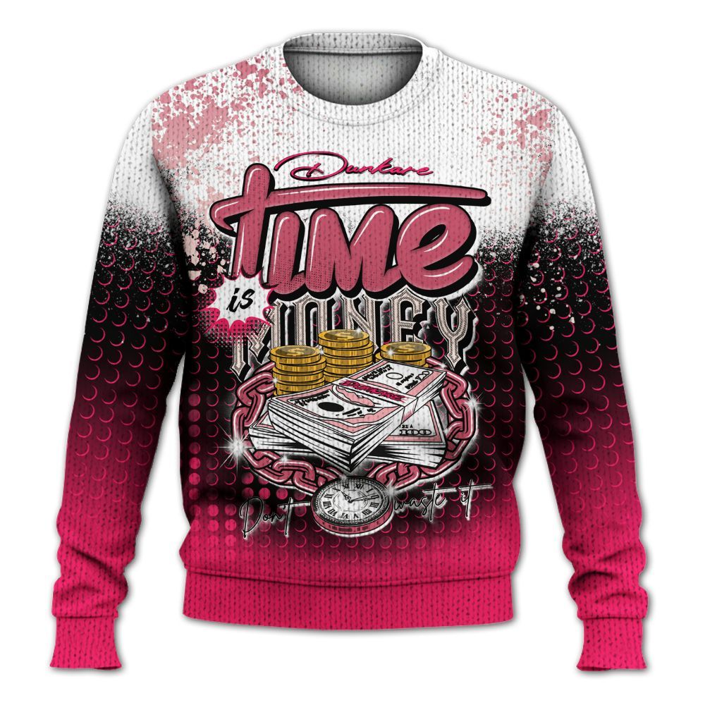 Sweater To Match A'One Hyper Pink Shirt, Halftone Time Is Money Graphic