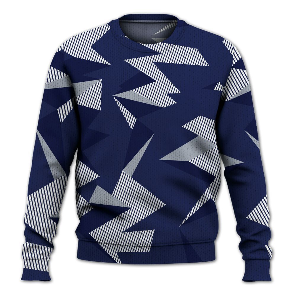 Knitted Sweater To Match Midnight Navy 11s - Geometric Camouflage Pattern