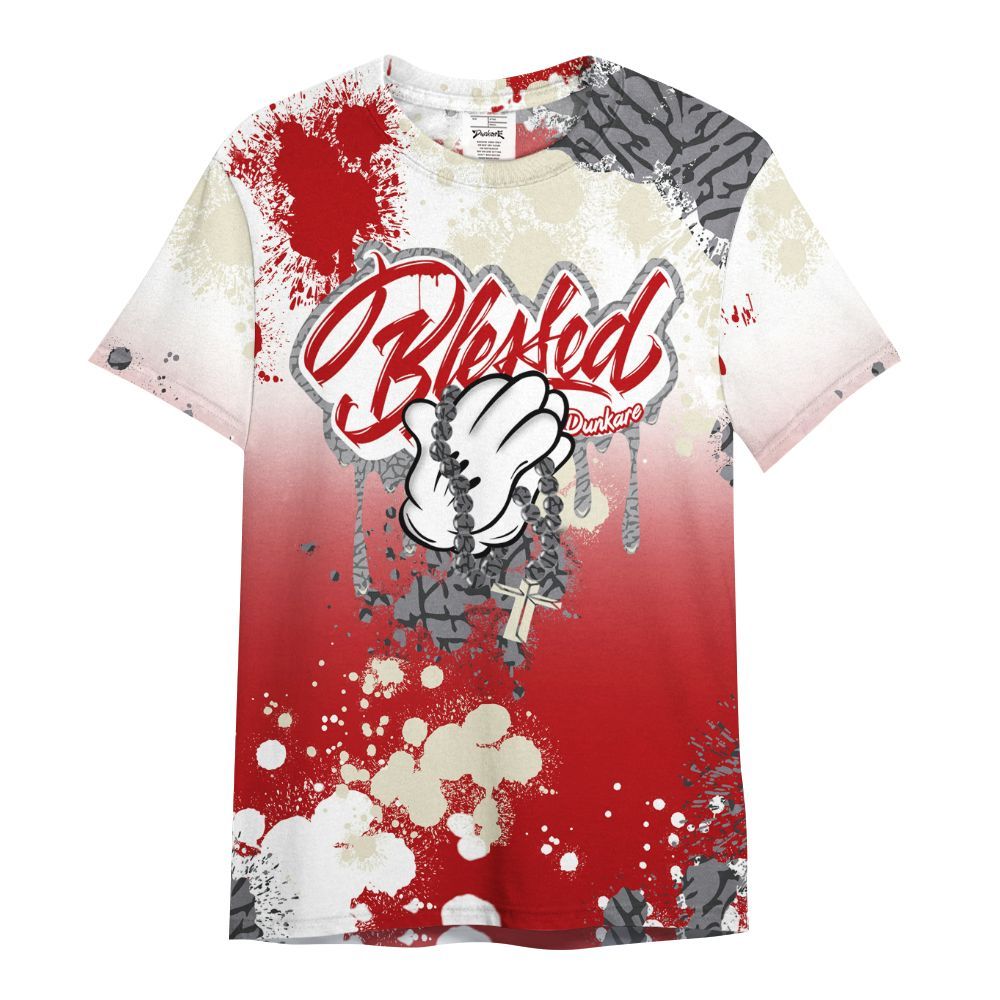 Shirt To Match Cement Grey 3s - God Blessed Dripping All Over Print