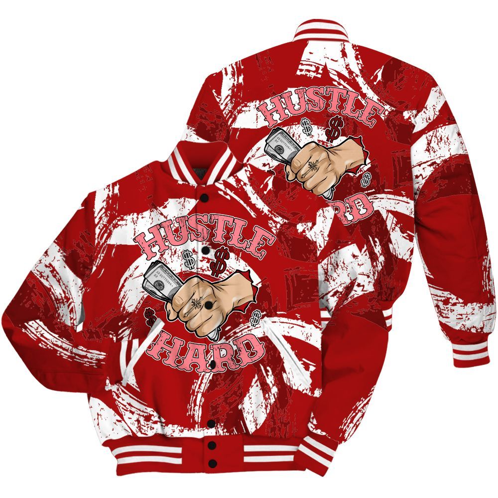 Varsity Jacket To Match Red Taxi 12s Shirt - Hustles Hard! Splash All Over Print