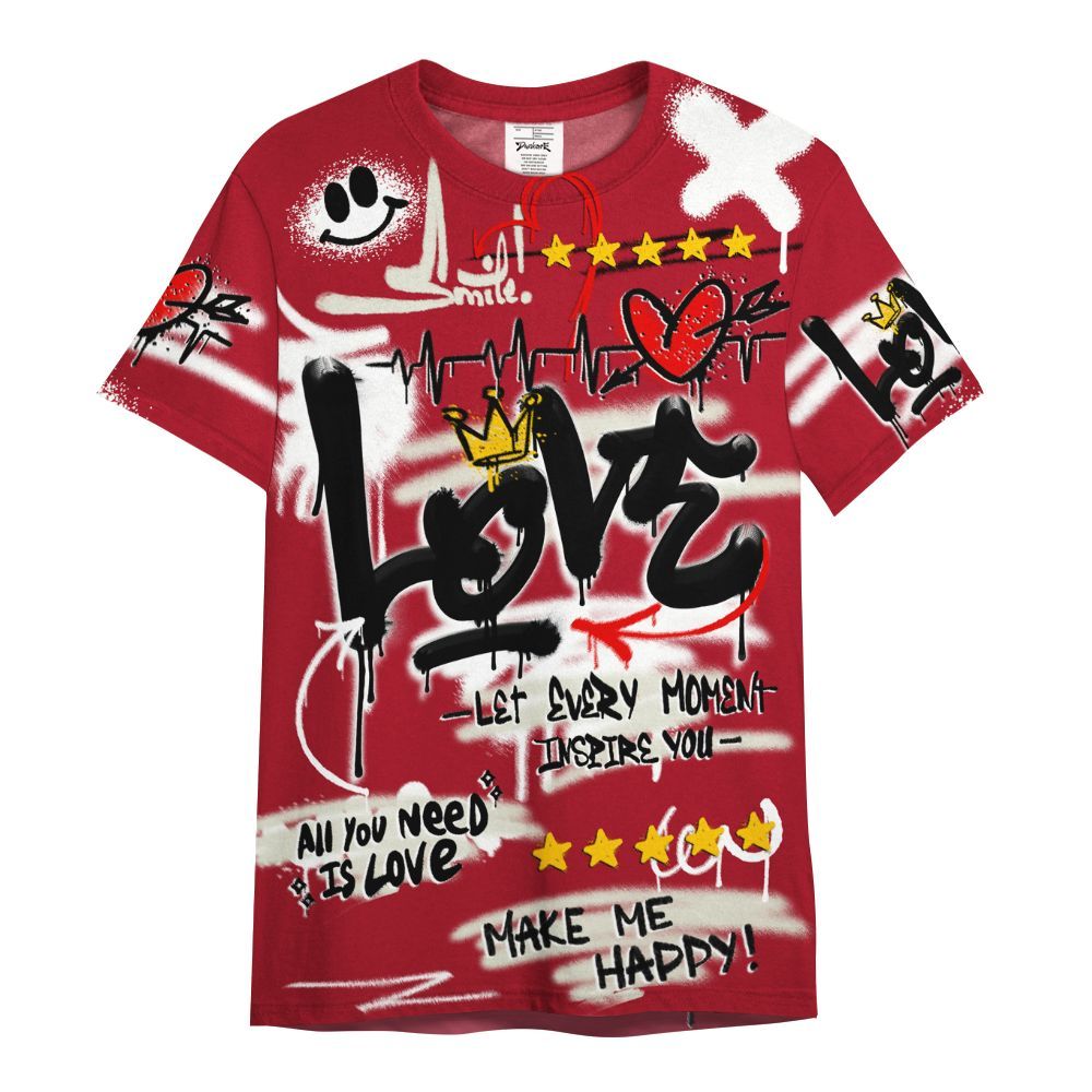 Shirt To Match 2025 High OG Cinnabar 1s - Happy Love Beats Graffiti Streetwear All Over Print