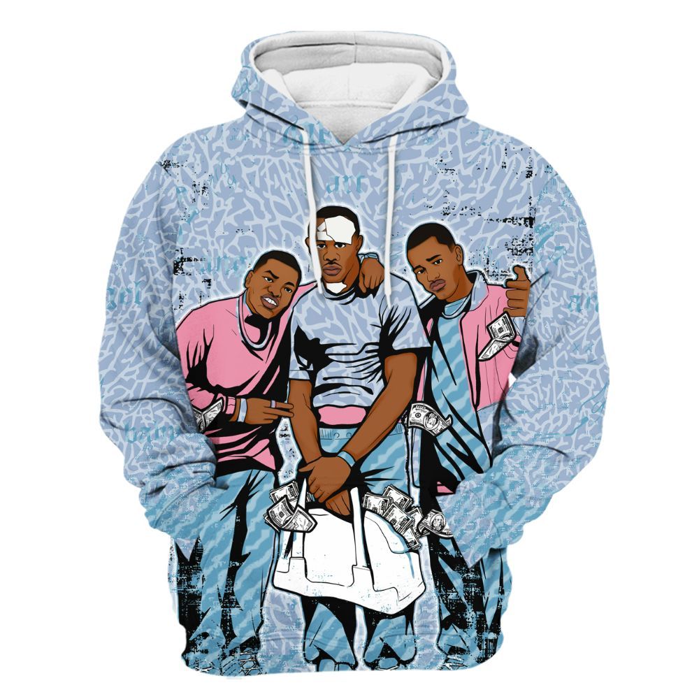Hoodie To Match Denim Pink Glow 3s - Paid In Full Money All Over Print