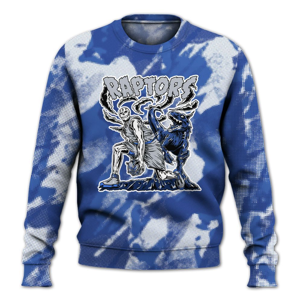 Sweatshirt To Match Air Foamposite One Royal - Raptors Skeleton Abstract Halftone All Over Print
