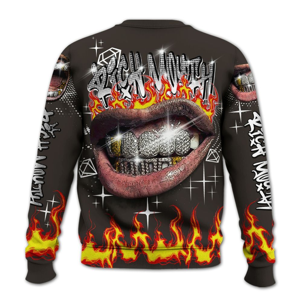 Sweatshirt To Match Baroque Brown 12s - Rich Mouth Fire Rap Retro 90s All Over Print