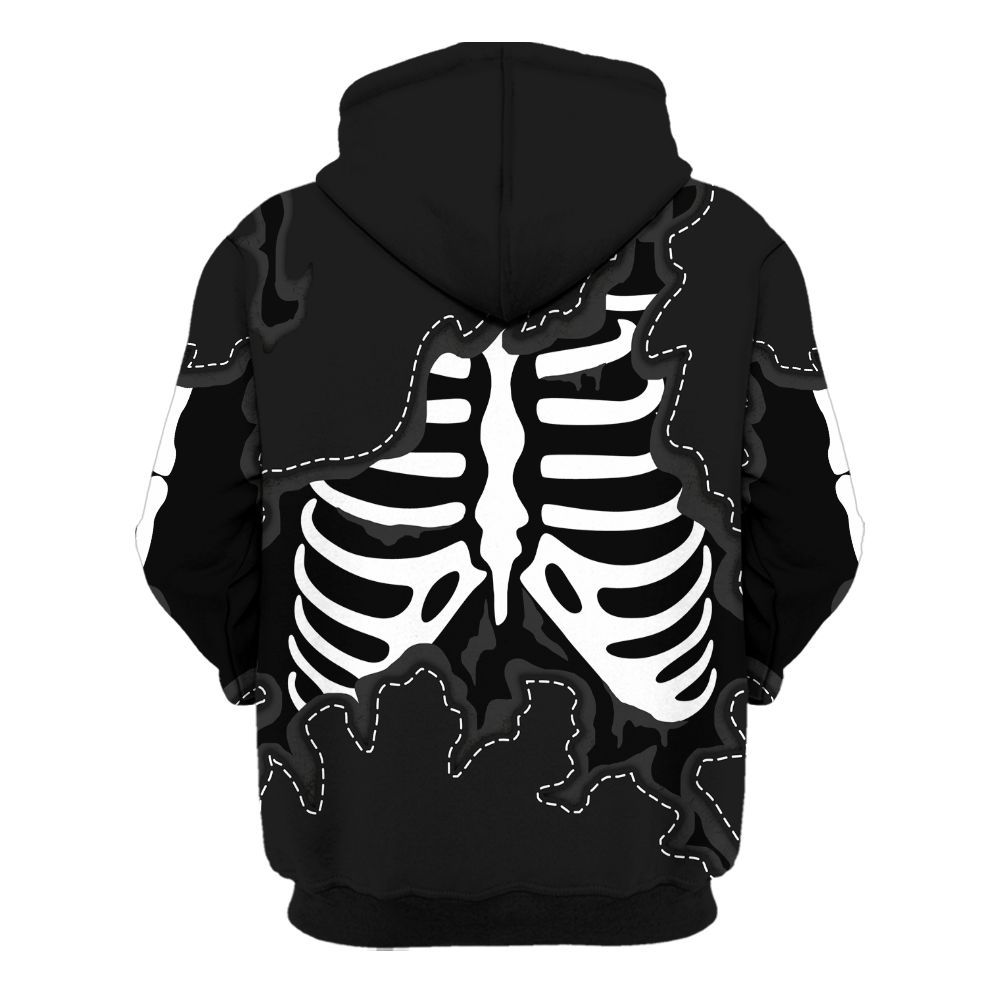 Hoodie To Match White Thunder 4s - Skeleton Smiley Face All Over Print