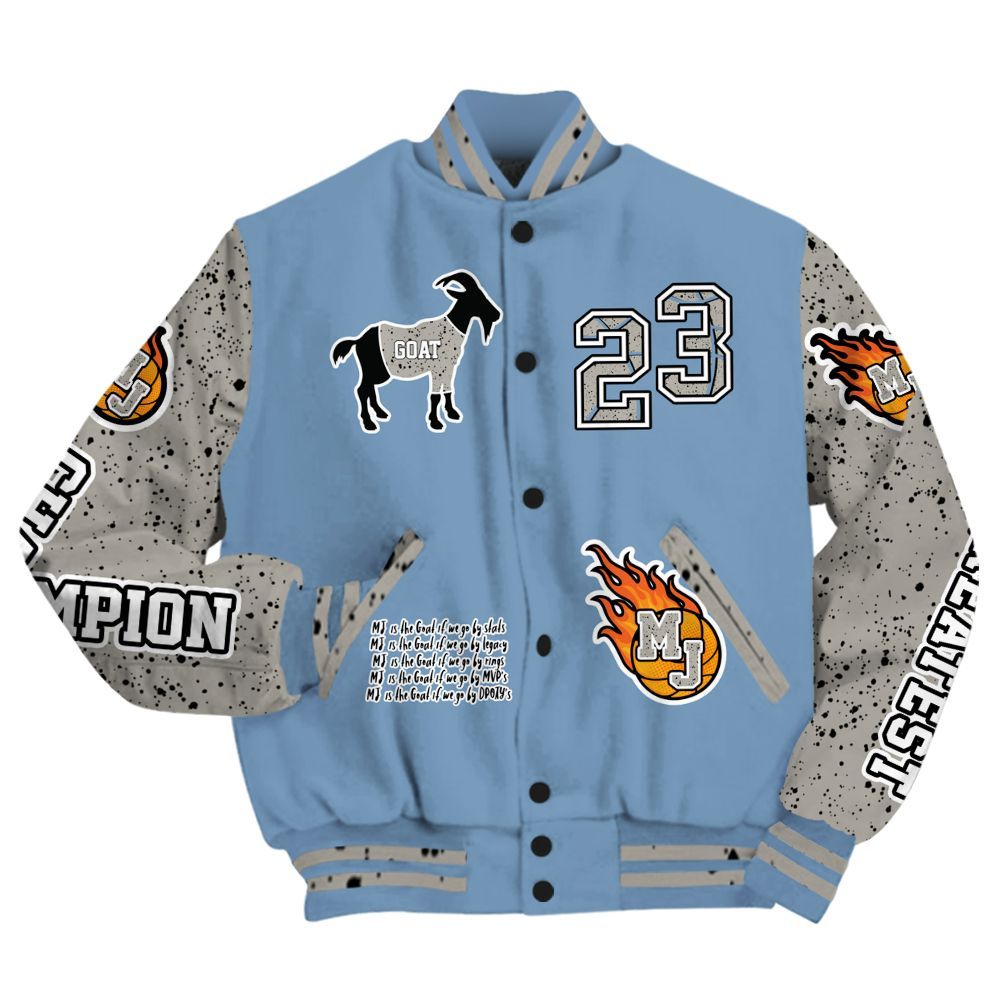 Varsity Jacket To Match University Blue 4s - 23 G.0.A.T Jump Up Basketball All Over Print