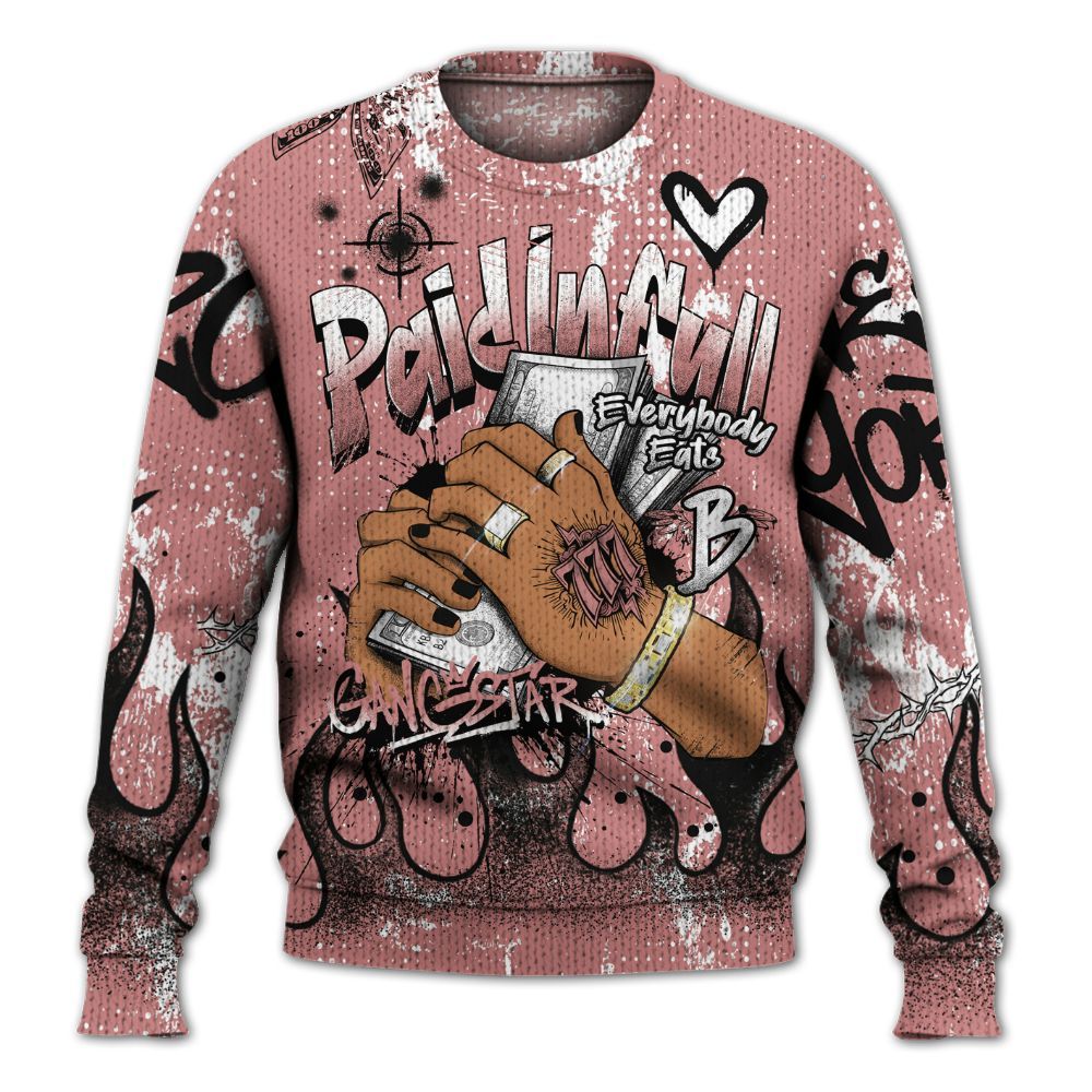 Knitted Sweater To Match Low OG Rust Pink 1s - Lucky Money Paid In Full Graffiti