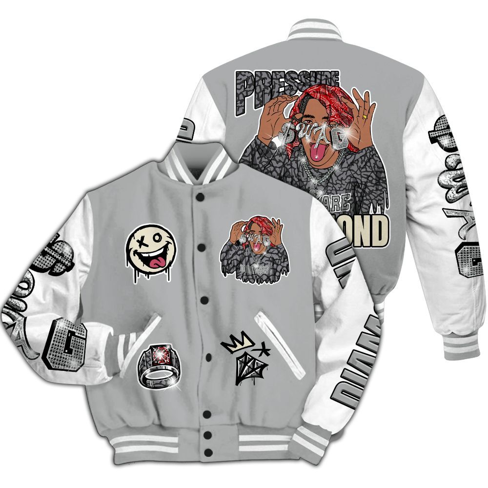 Varsity Jacket To Match Cement Grey 3s - Pressures Makes Varsity Jacket To Match All Over Print