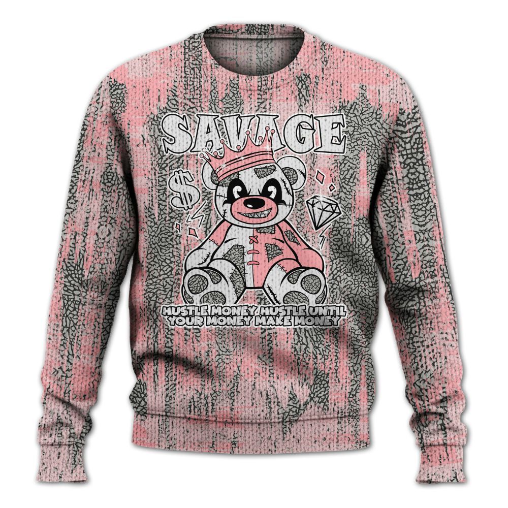 Knitted Sweater To Match Retro Wings 3s - Savages Bear Glitch Art