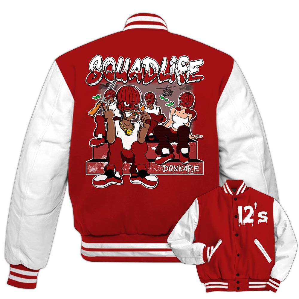 Varsity Jacket To Match Red Taxi 12s - Squad Life Varsity Jacket Outfit 1605 LGH