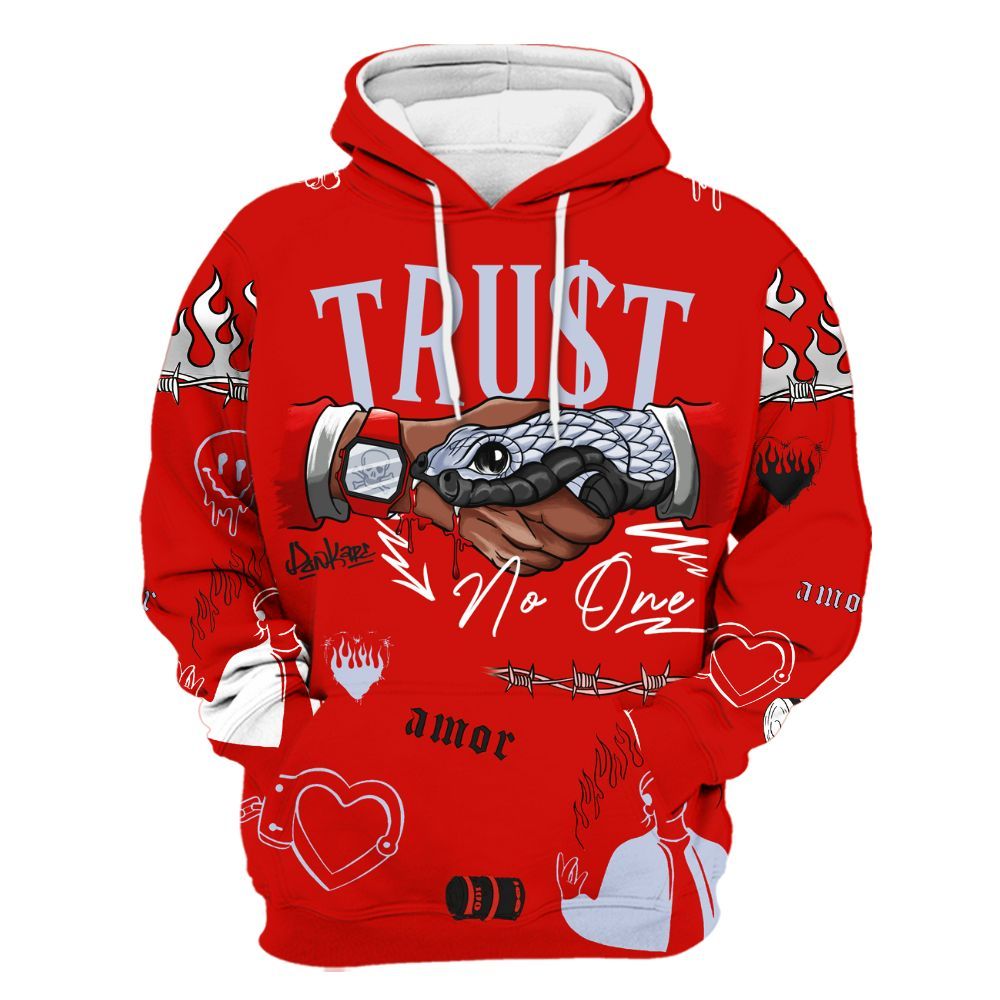 Hoodie To Match Fire Red 6s - Snake Trust No One All Over Print