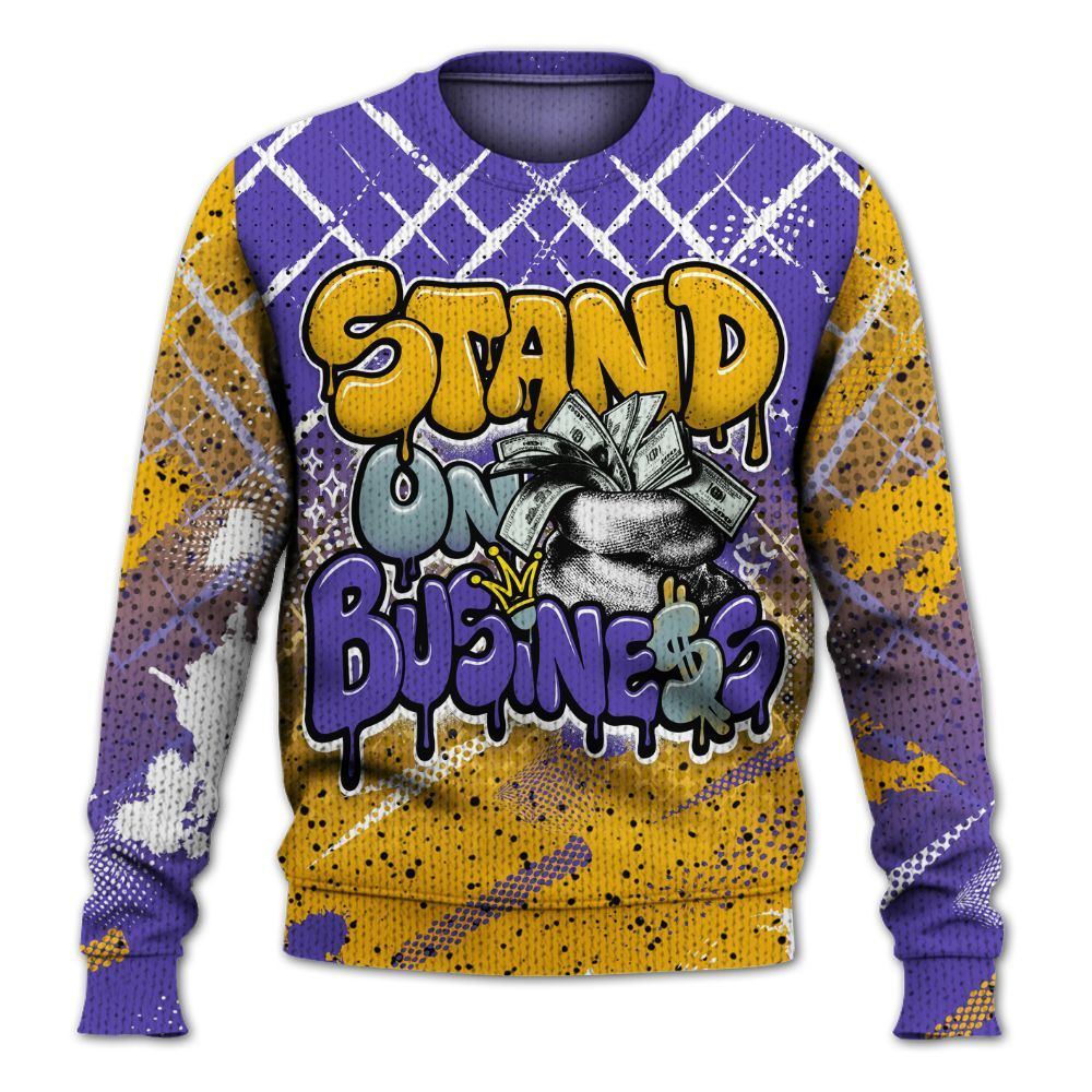 Sweater To Match Imperial Purple 4s - Halftone Stand Business Dripping Graphic