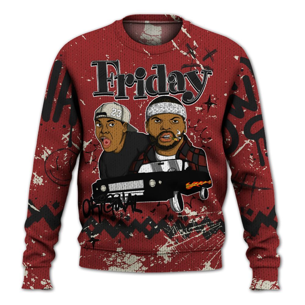 Knitted Sweater To Match High 85 Bred 1s - Friday Sneaker Crayon