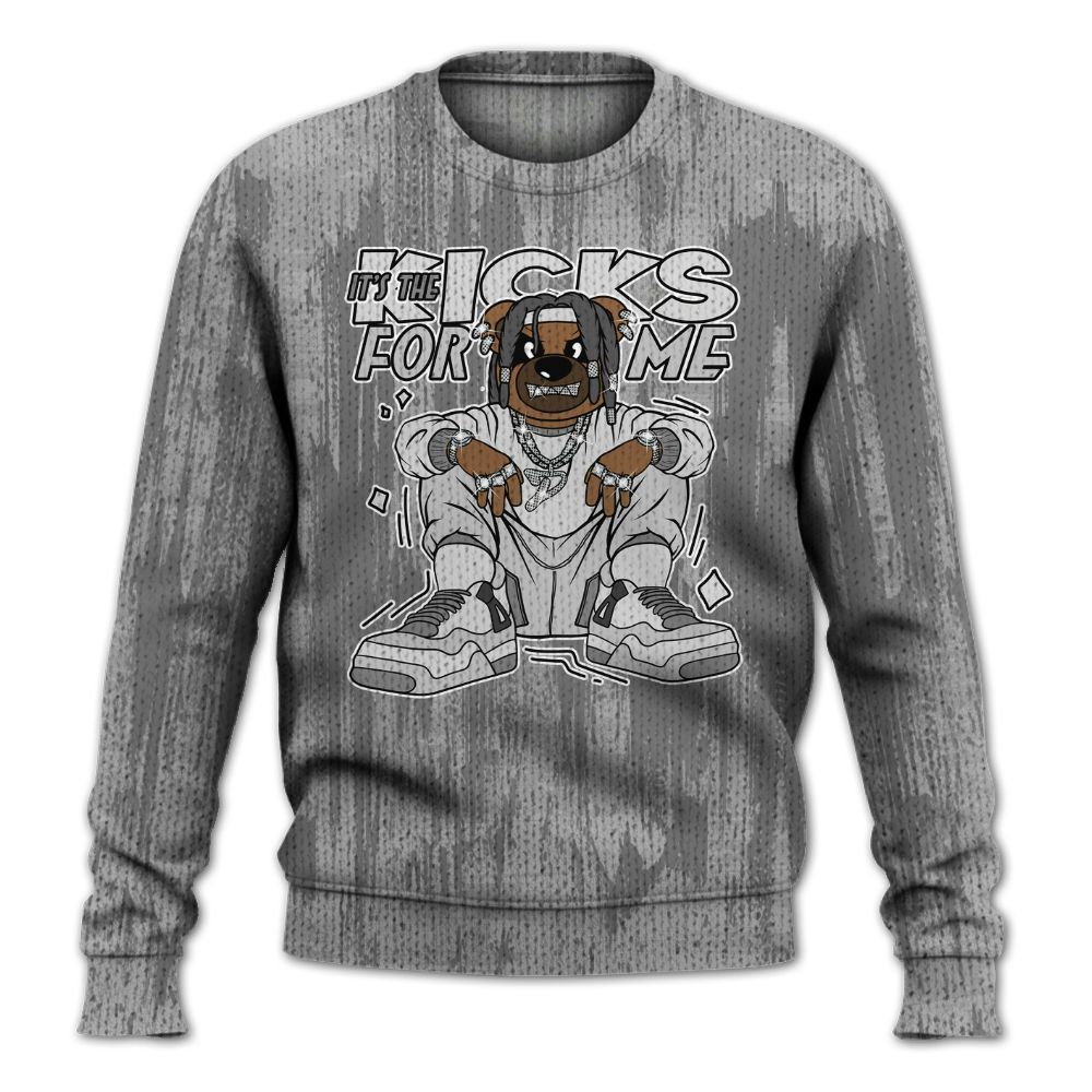 Knitted Sweater To Match Black Wolf Grey 12s - Sneakers Bear Glitch Art
