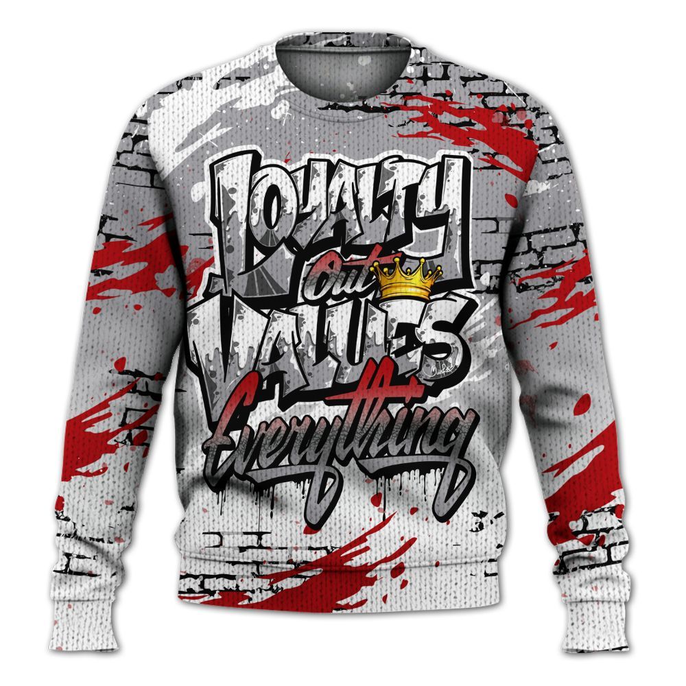 Knitted Sweater To Match Cement Grey 3s - Values Of Loyalty Drip