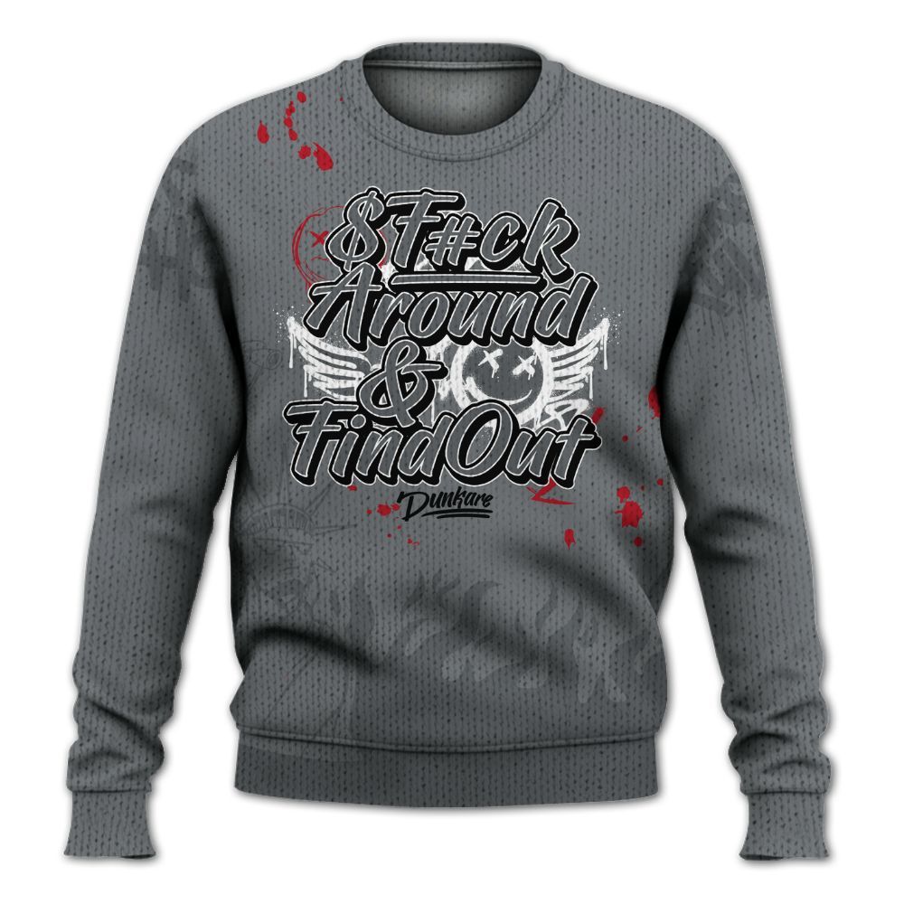 Knitted Sweater To Match Retro Fire Red 9s - Graphic Fck Around Find Out