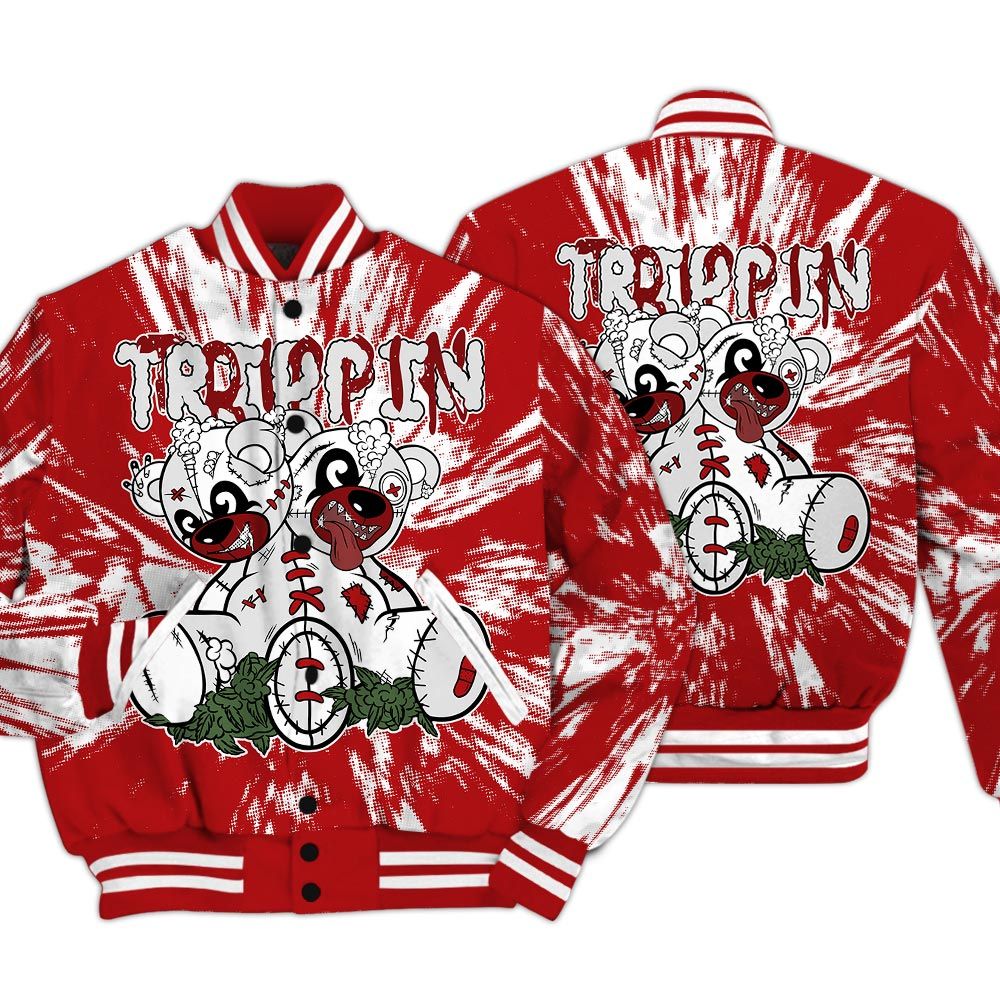 Varsity Jacket To Match Red Taxi 12s - Trippin Bear Luxury Varsity Jacket Unisex