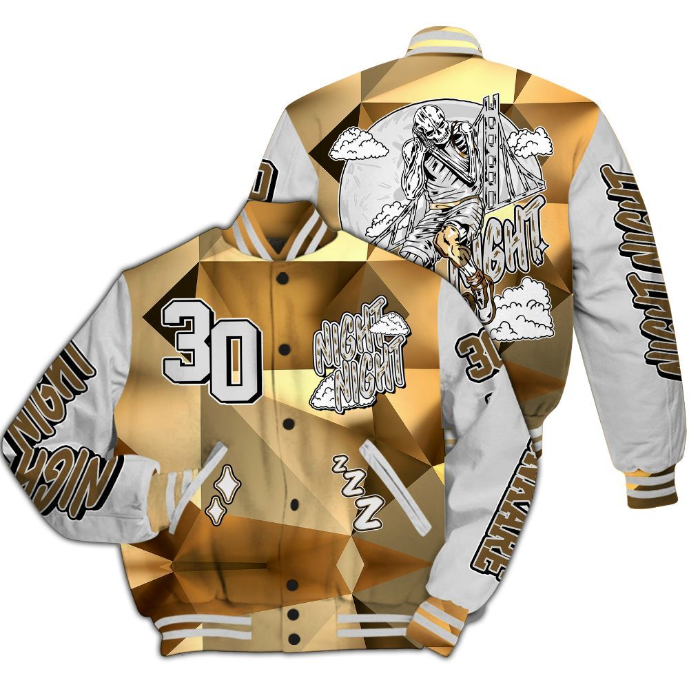 Varsity Jacket To Match NET Gold 4s - Seeya Skeleton All Over Print