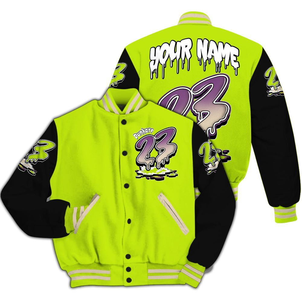 Varsity Jacket To Match GS Black Barely Volt 11s - Custom Name 23 Drip Sludges All Over Print