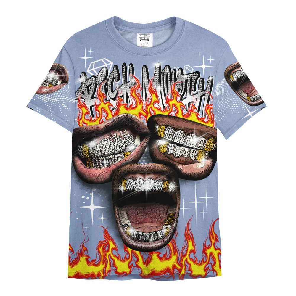 Shirt To Match Retro Blue Grey 13s - Rich Mouth Fire Rap Retro 90s All Over Print