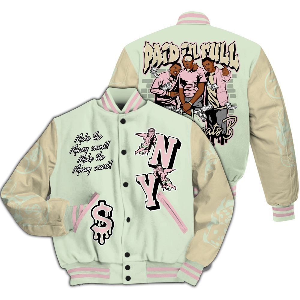Varsity Jacket To Match Spring Is In The Air 3s - Paid In Full Money Graphic Varsity Jacket All Over Print