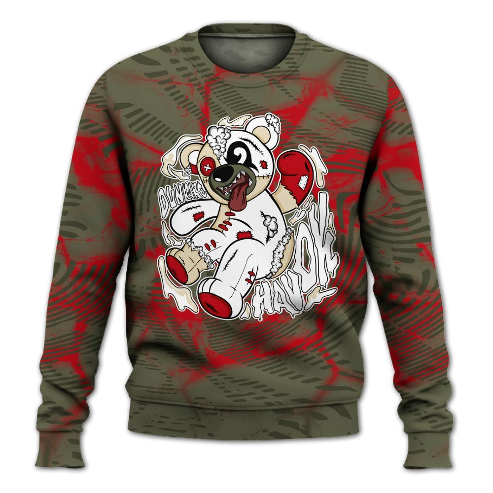 Dunkare Travis Scott Low OG Medium Olive 1s Shirt - Havok Bear All Over Print Unisex Sweatshirt