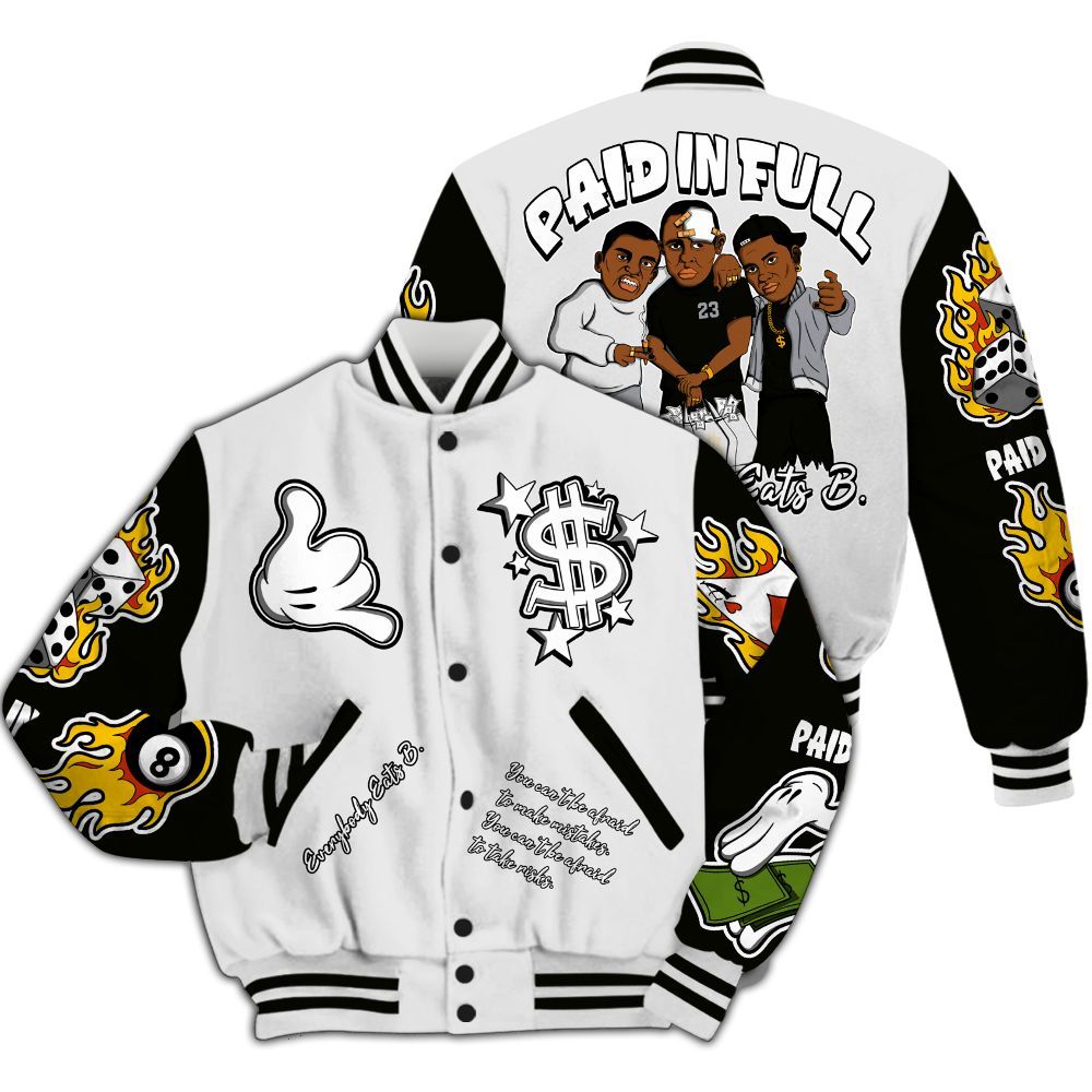 Varsity Jacket To Match Baroque Brown 12s - Everybody Paid In Full Graphic All Over Print