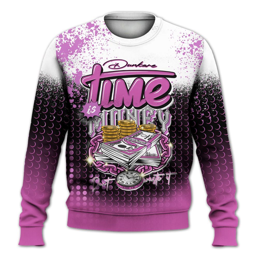Sweatshirt To Match Hyper Violet 4s - Halftone Time Is Money All Over Print