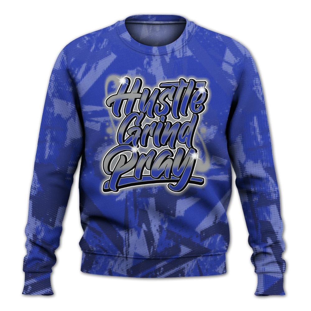 Sweatshirt To Match Air Max Plus Black Racer Blue - Hustles And Prayer Graphic Halftone All Over Print
