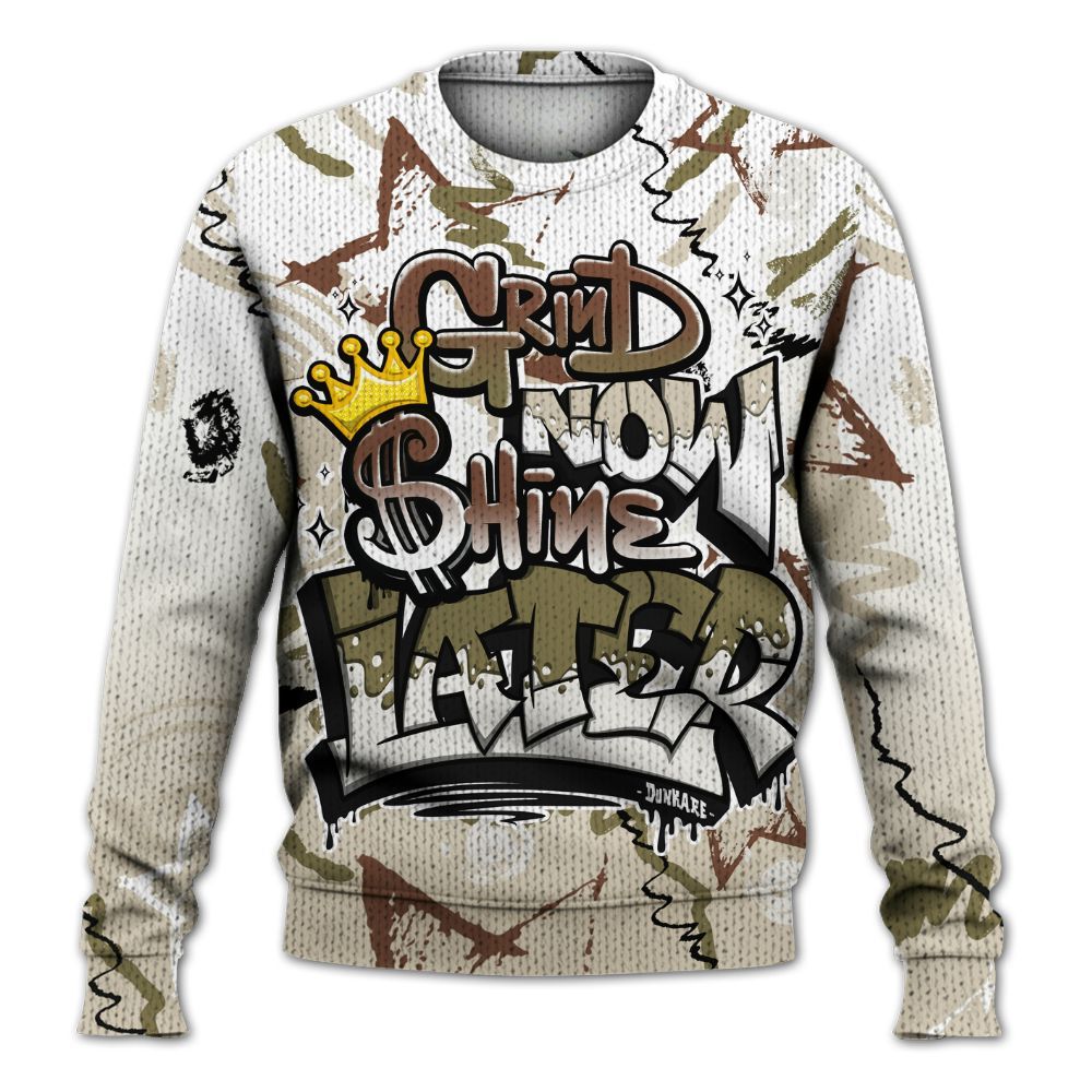 Sweater To Match Sail Neutral Olive 6s - Grind Shine Later Drip Graphic