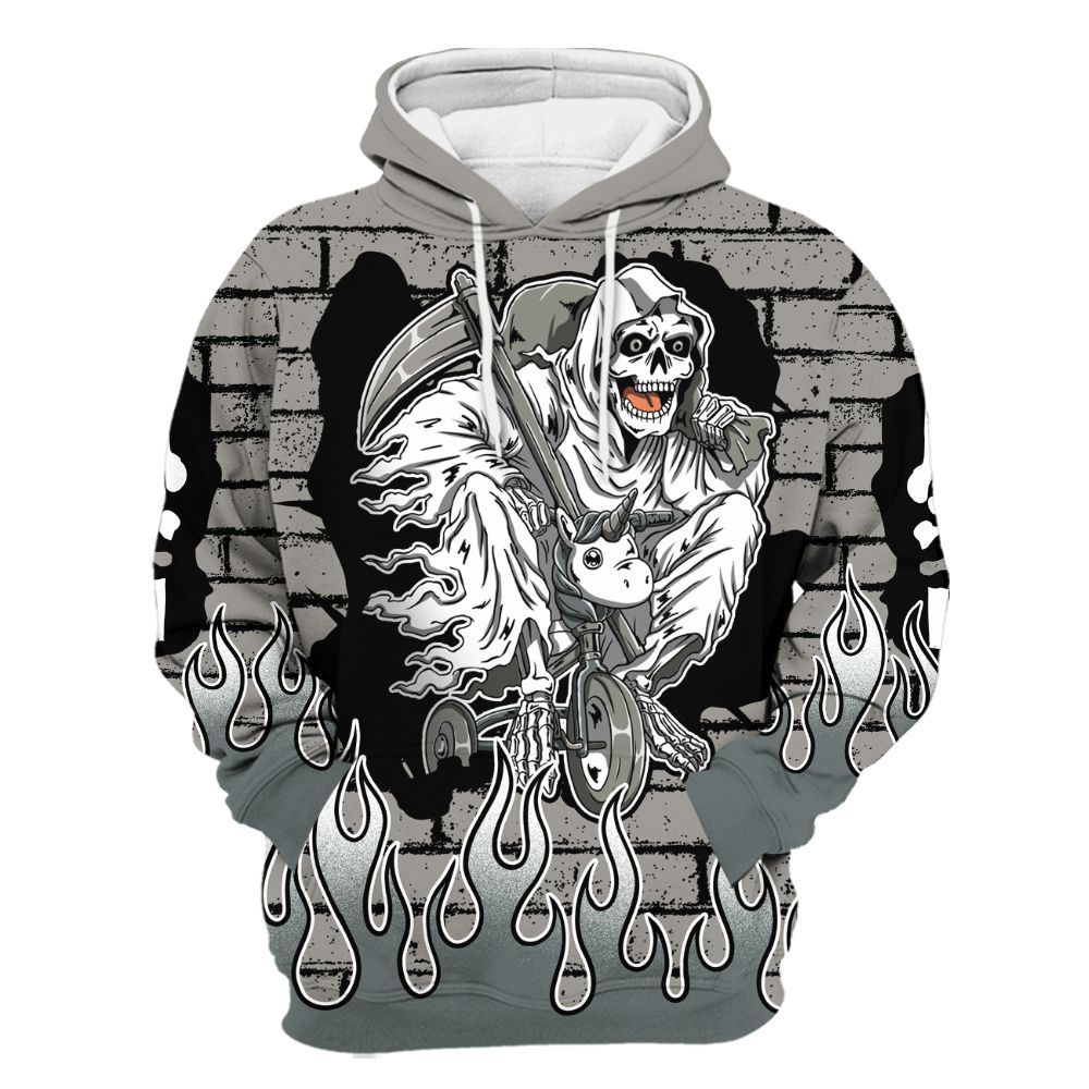 Hoodie To Match Cool Grey 9s - Self Make Skeleton Crashed All Over Print