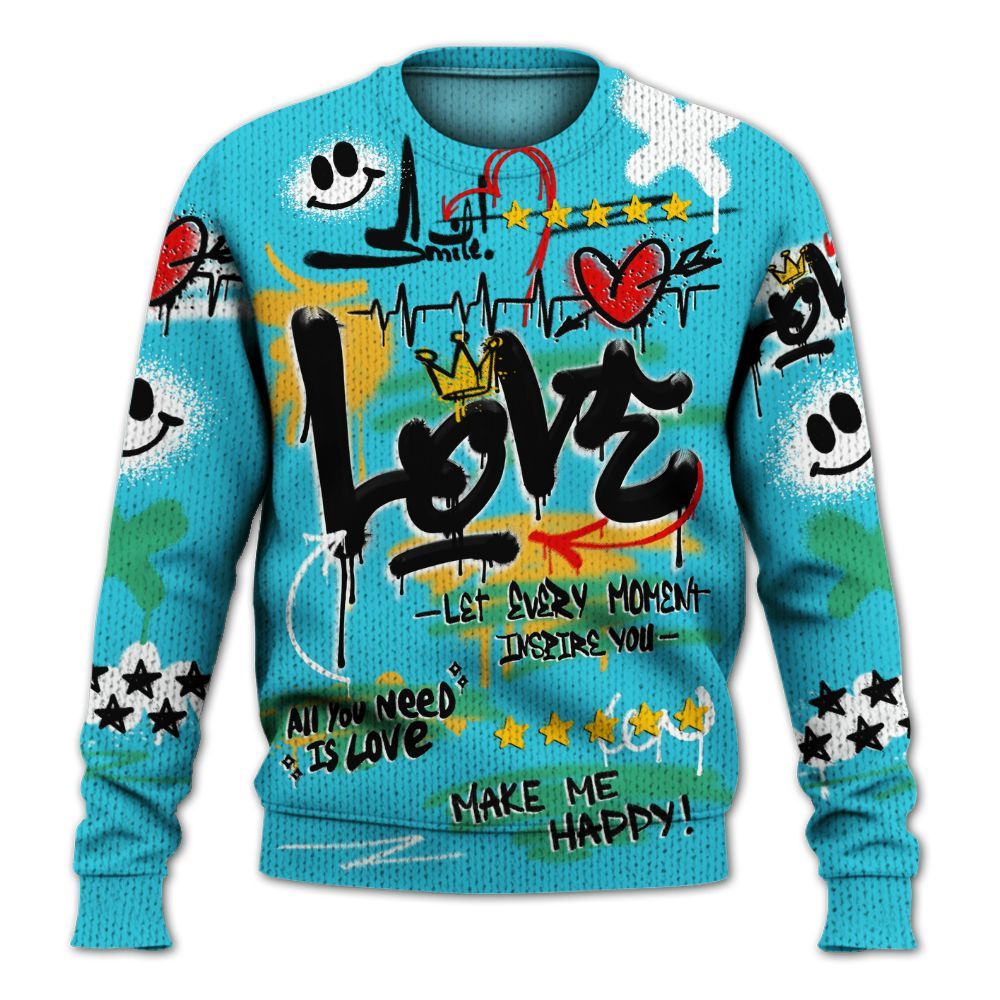 Knitted Sweater To Match Dunk Chunky Dunky - Happy Love Beats Graffiti Streetwear