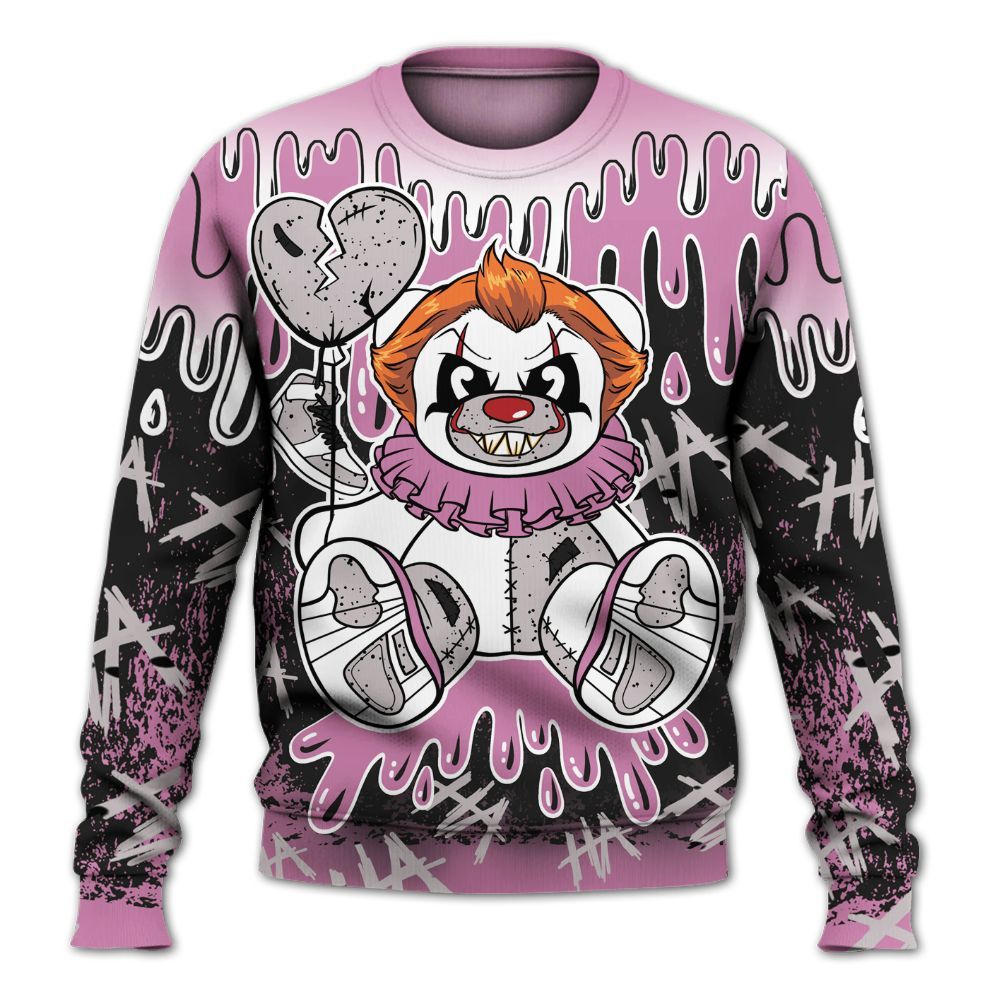 Sweatshirt To Match Neutral Grey Black White Orchid 4s - Shoe Game Bear Drip All Over Print