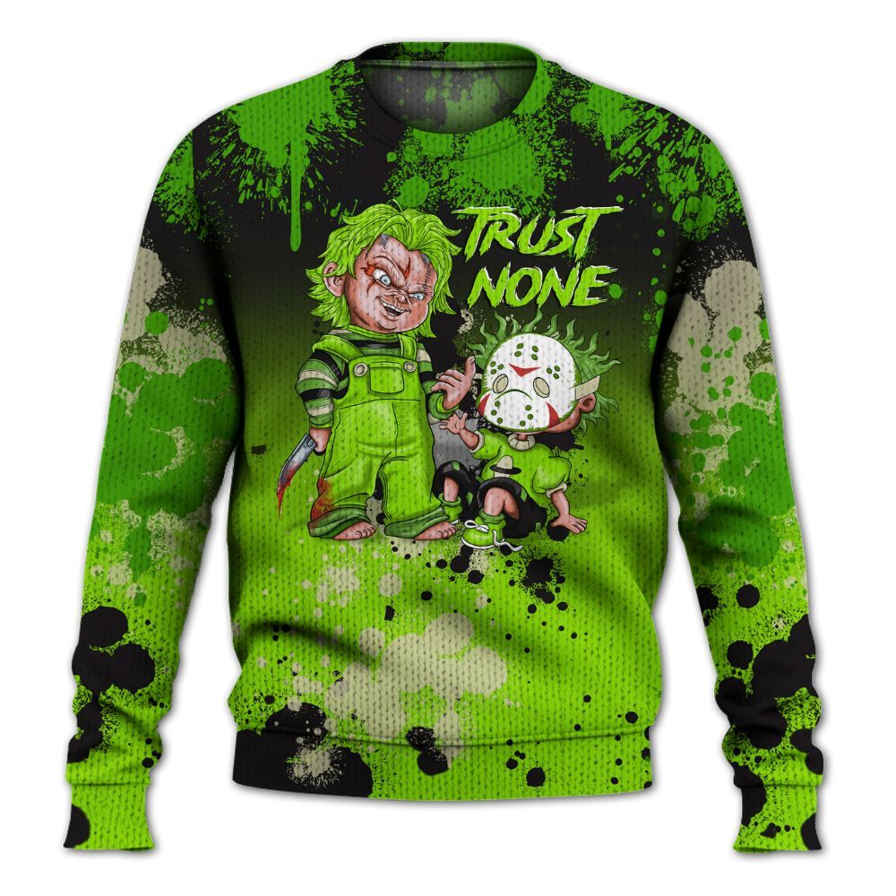 Knitted Sweater To Match Electric Green 6s - Trust No One Scary