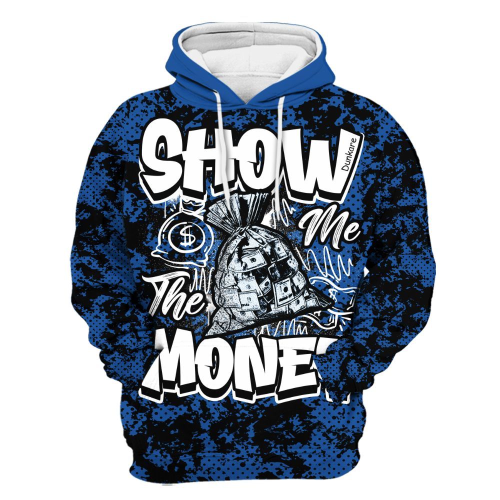 Hoodie To Match Low Space Royal 11s - Show Me The Money Retro All Over Print