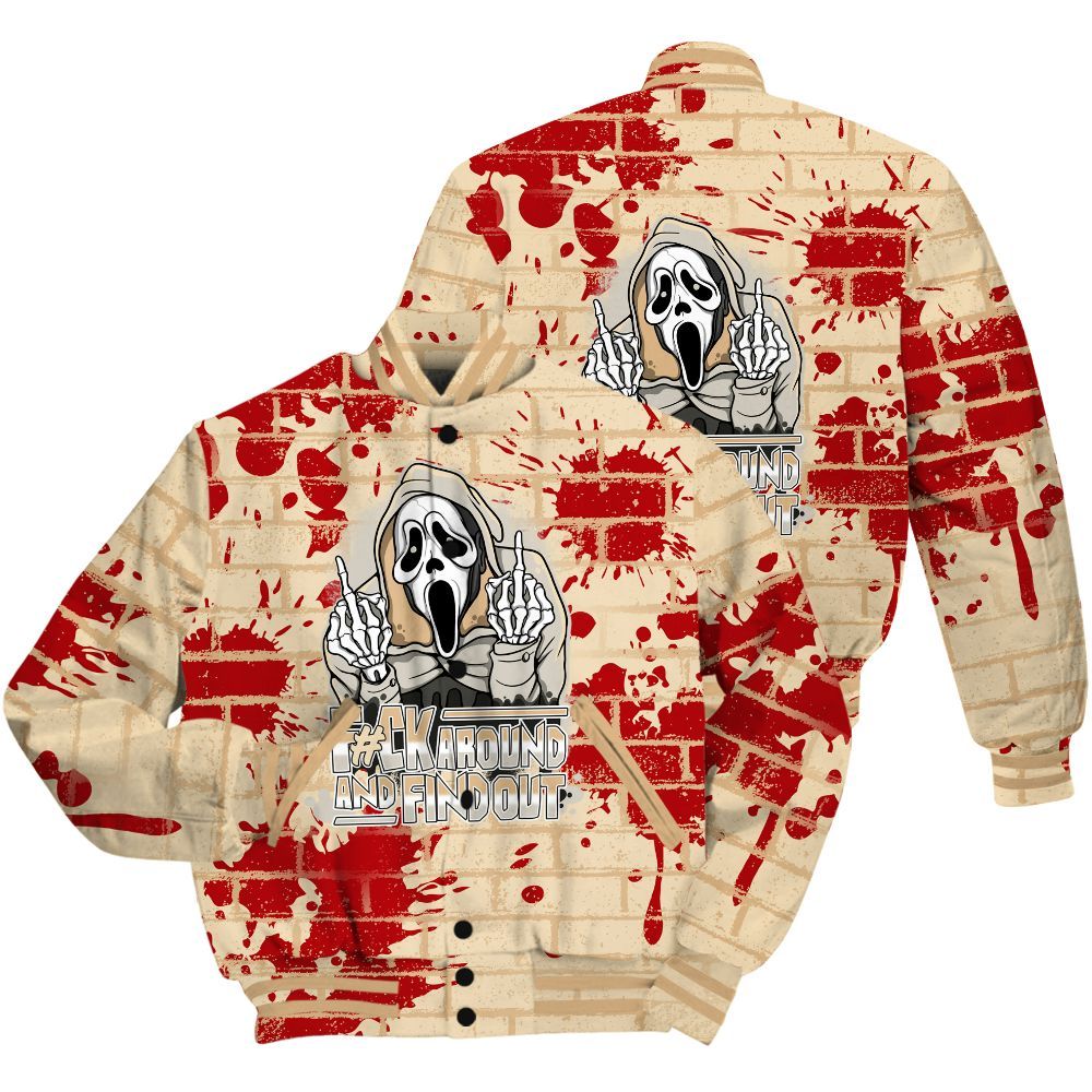 Varsity Jacket To Match Dunk Low Strawberry Waffle Shirt - F#CK And Find Out Graphic Halloween All Over Print