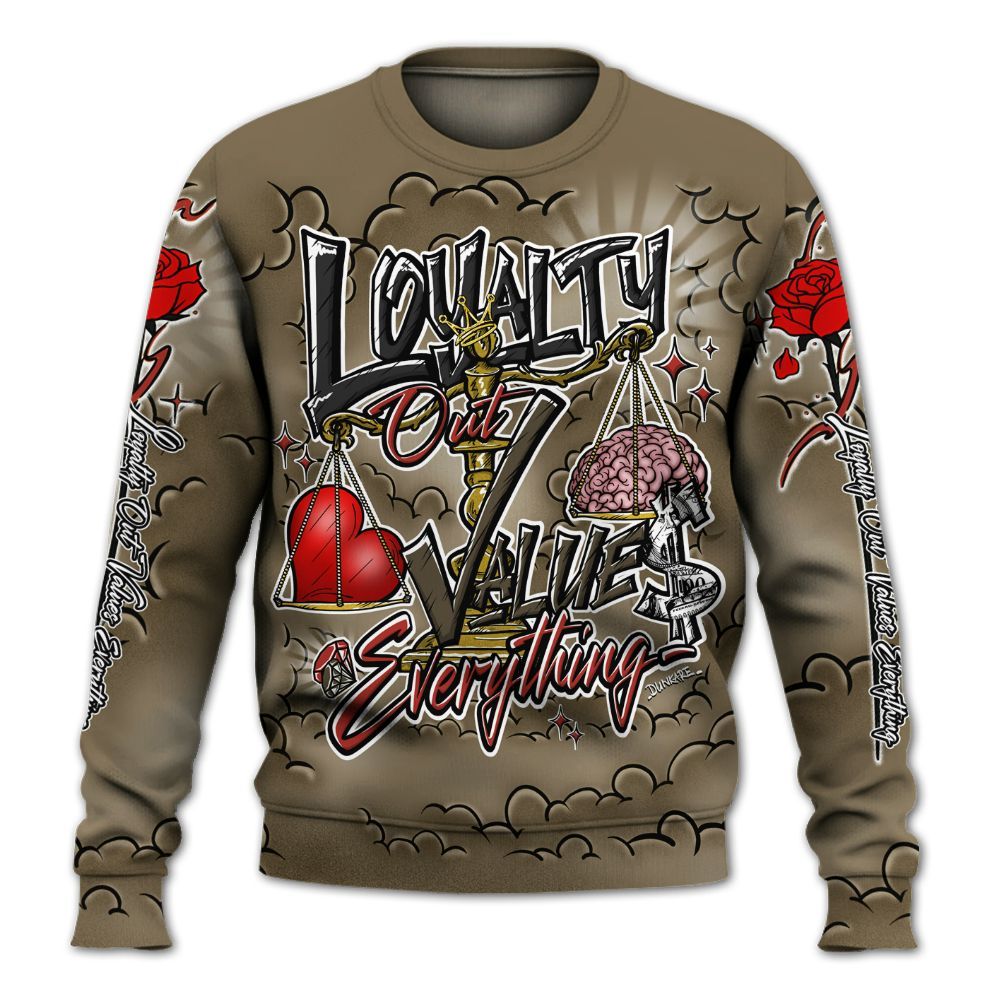 Sweatshirt To Match Olive 9s - Loyalty Wins Everything All Over Print