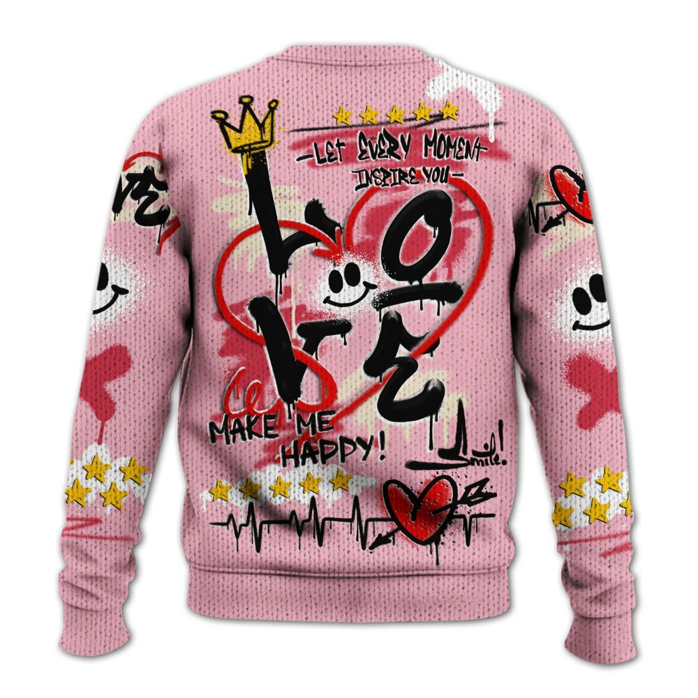Sweater To Match Low OG Tropical Pink 1s - Happy Love Beats Graffiti Streetwear Graphic