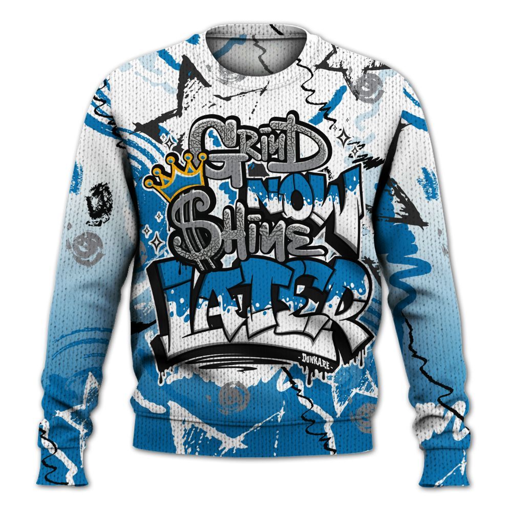 Knitted Sweater To Match Wizards 3s - Grind Shine Later Drip