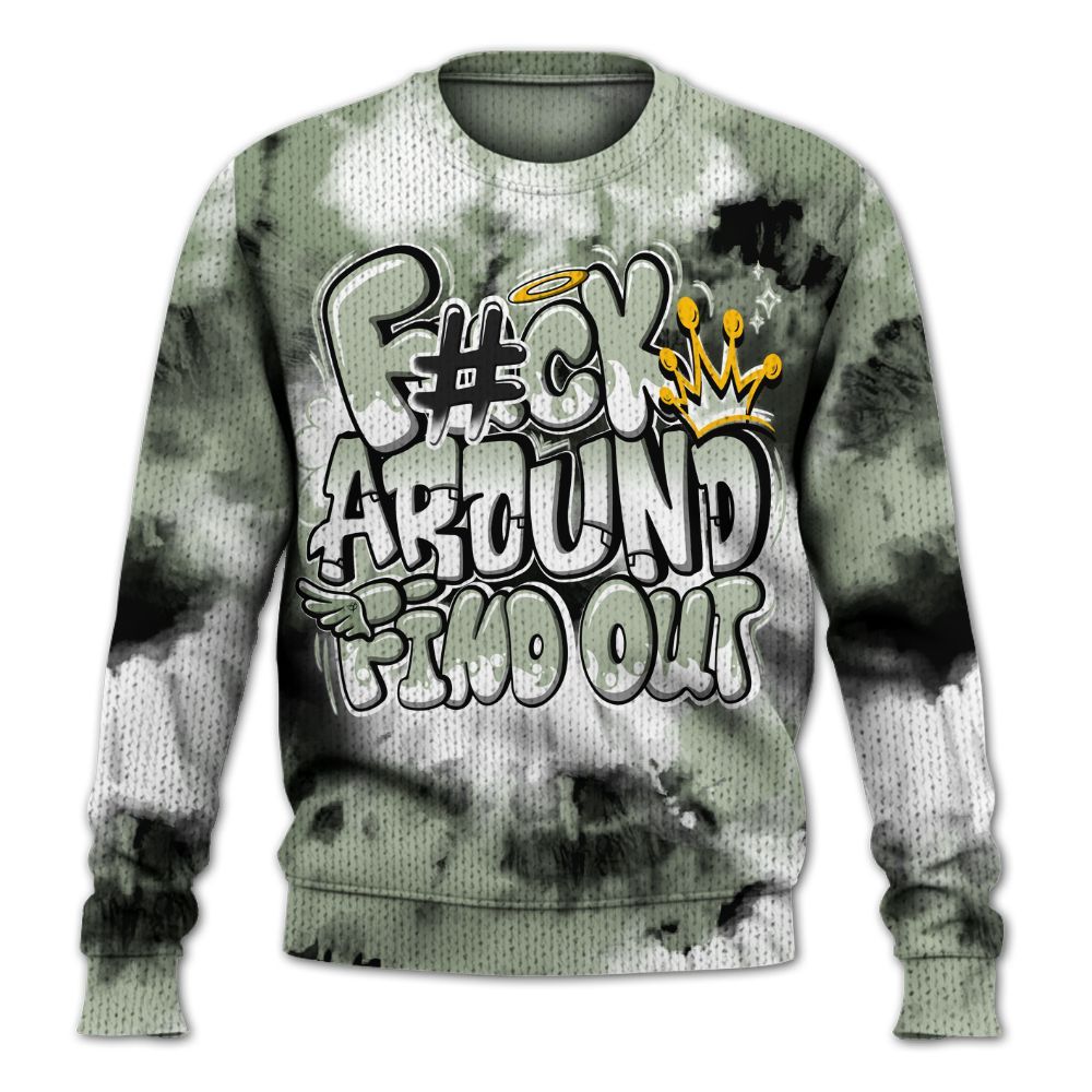 Knitted Sweater To Match Seafoam Sail 4s - Tie Dye FK Around Find Out