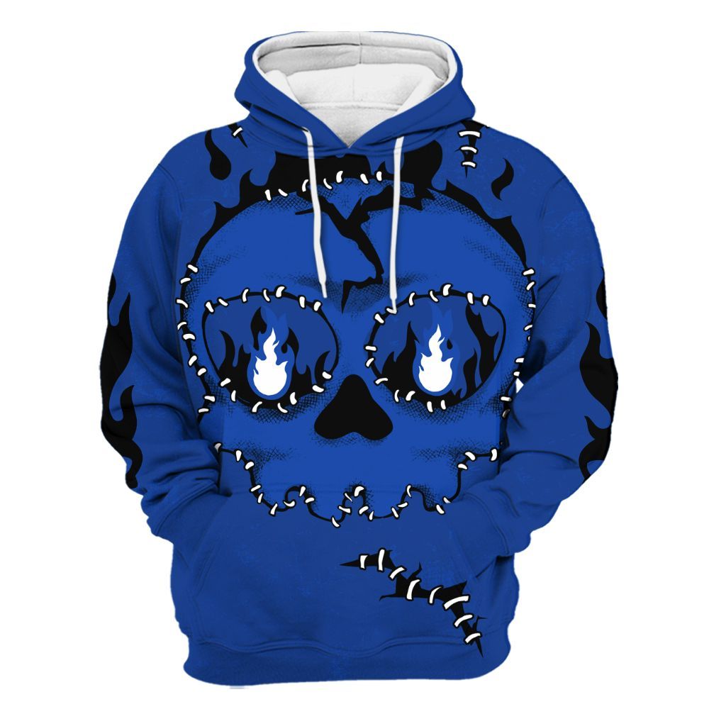 Hoodie To Match Air Foamposite One Royal - Cracked Skull Stitches All Over Print