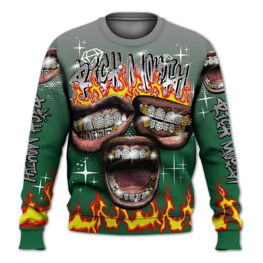 Sweatshirt To Match High Gorge Green 1s - Rich Mouth Fire Rap Retro 90s All Over Print