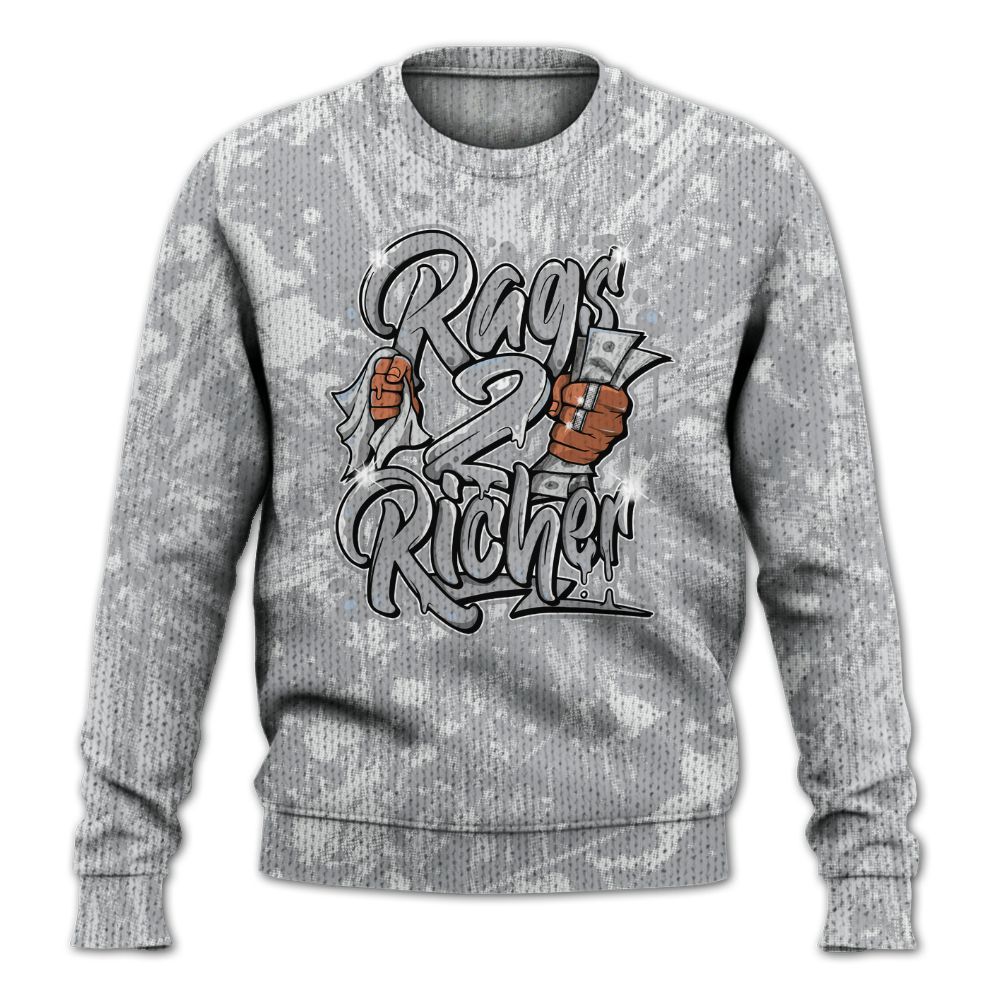 Knitted Sweater To Match Low OG Wolf Grey 1s - Rag 2 Rich Graphic Luxury